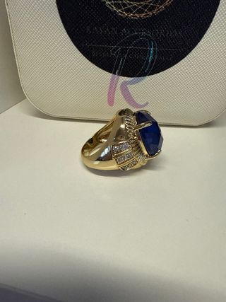 Anillo Laminado 14k con Zafiro Azul,para hombres