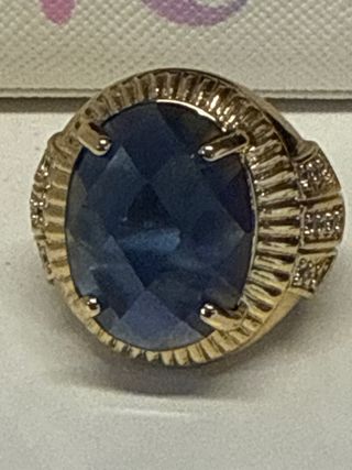 Anillo Laminado 14k con Zafiro Azul,para hombres