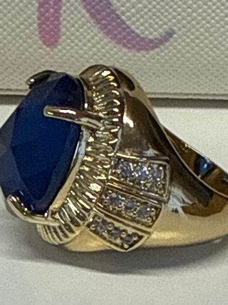 Anillo Laminado 14k con Zafiro Azul,para hombres