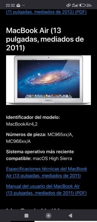 Apple MacBook Air Mediados 2011 (Plata) A1369