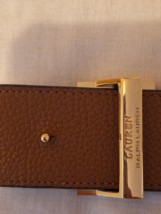 Correa Ralph Lauren Negra Hebilla Dorada RL