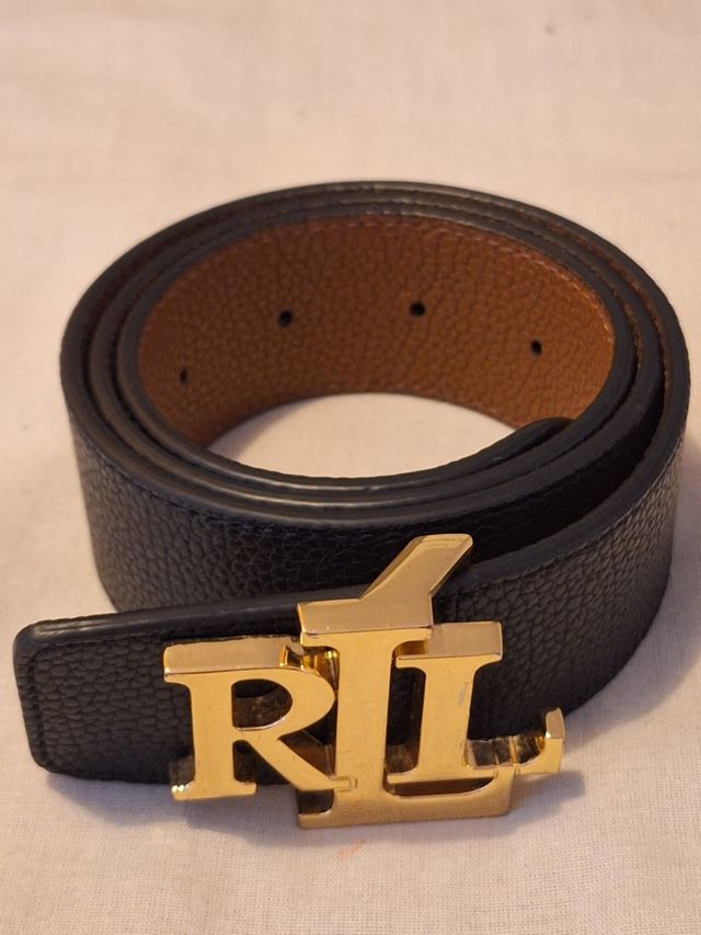 Correa Ralph Lauren Negra Hebilla Dorada RL