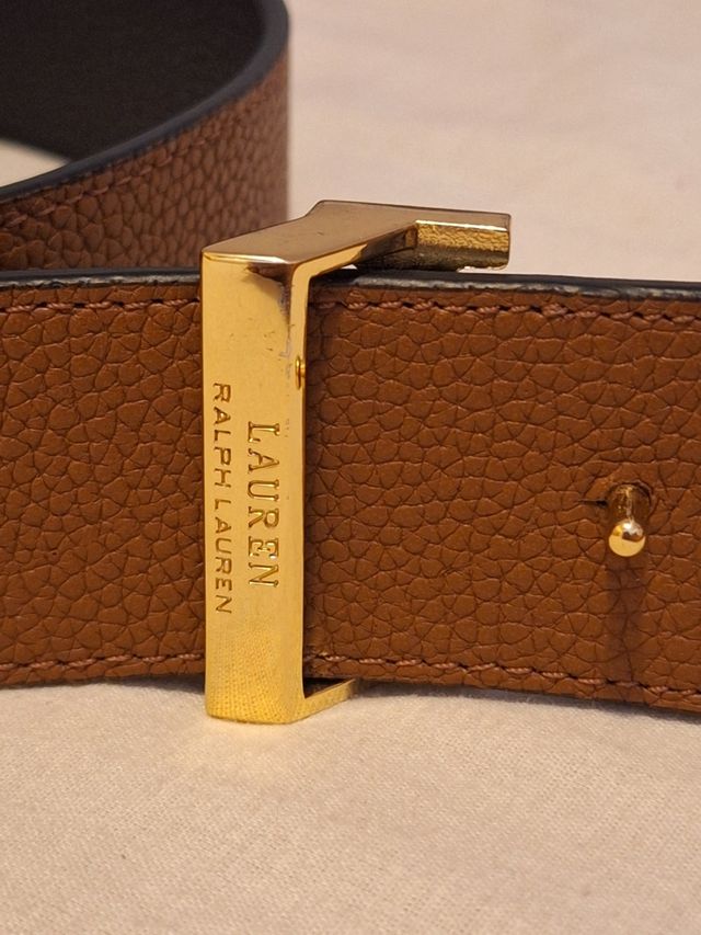 Correa Ralph Lauren Negra Hebilla Dorada RL