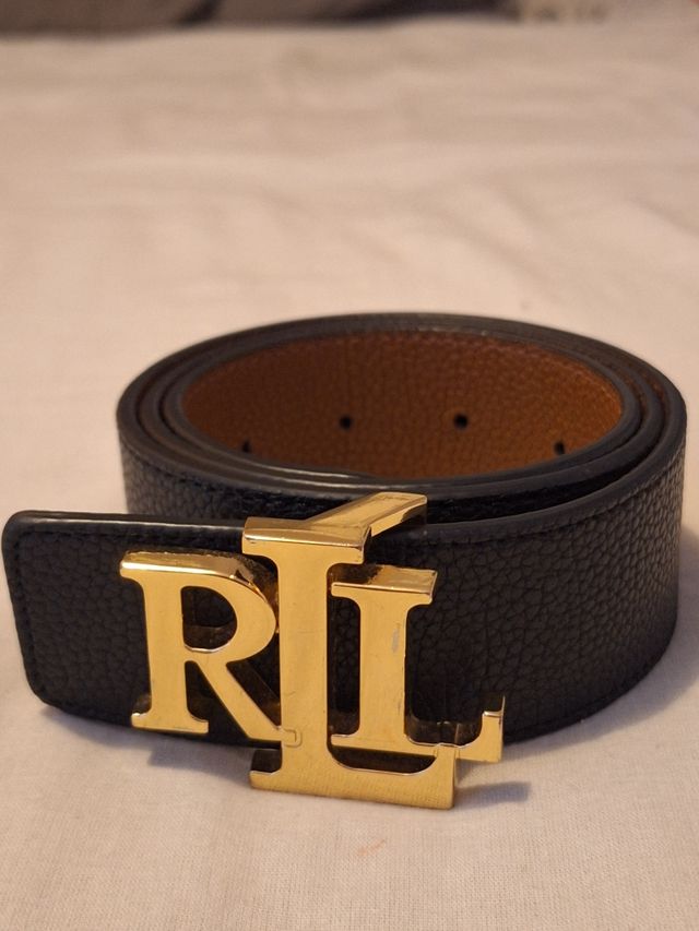 Correa Ralph Lauren Negra Hebilla Dorada RL