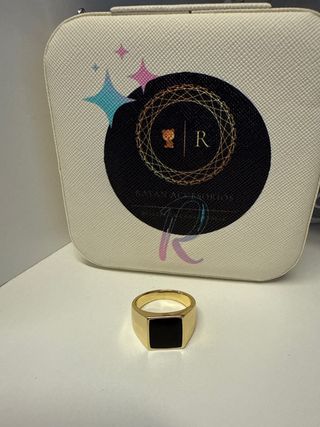 Anillo Laminado 14k Negro Dorado Hombre