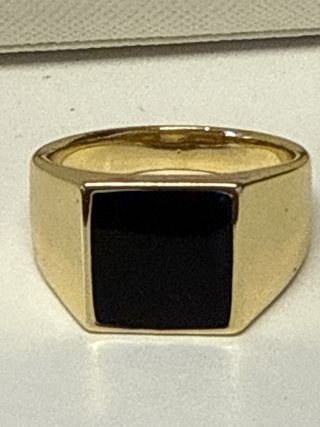 Anillo Laminado 14k Negro Dorado Hombre
