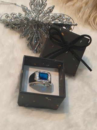 Anillo Hombre Plata Ley Azul