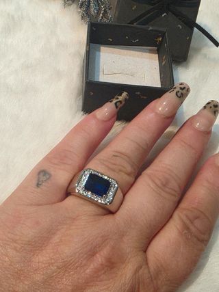 Anillo Hombre Plata Ley Azul