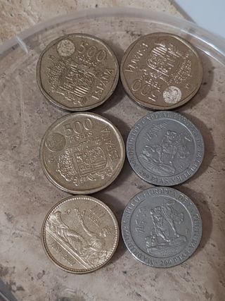 Lote 6 Monedas España 100,200 y 500 Pesetas