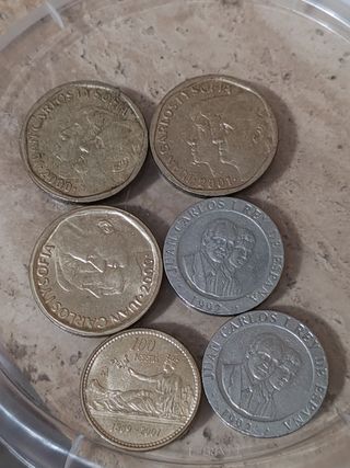 Lote 6 Monedas España 100,200 y 500 Pesetas