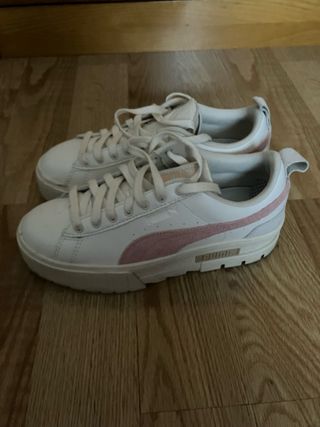Zapatillas Puma Mayze Mujer Blancas Rosas.