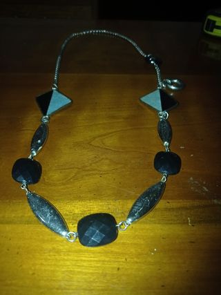 Collar mujer plata y negro