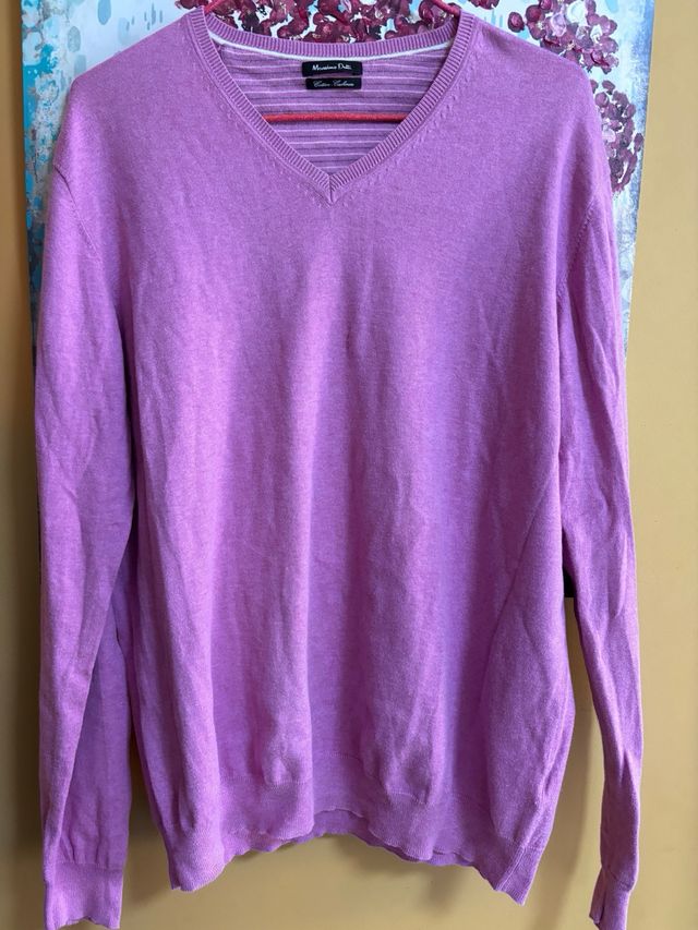 "Massimo Dutti Purple V-Neck Jumper Lilac