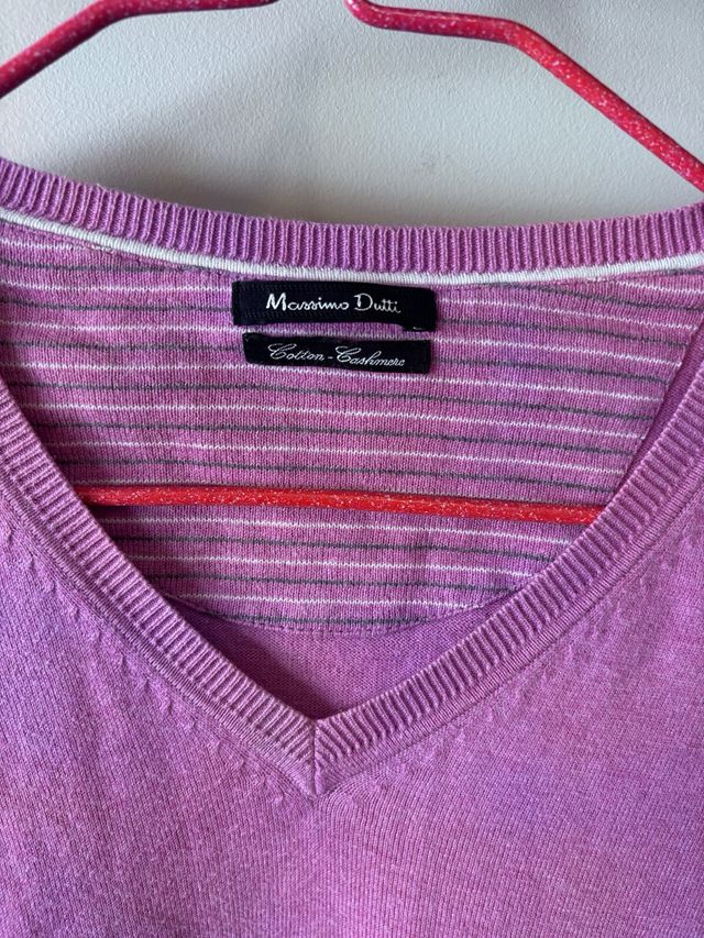 "Massimo Dutti Purple V-Neck Jumper Lilac