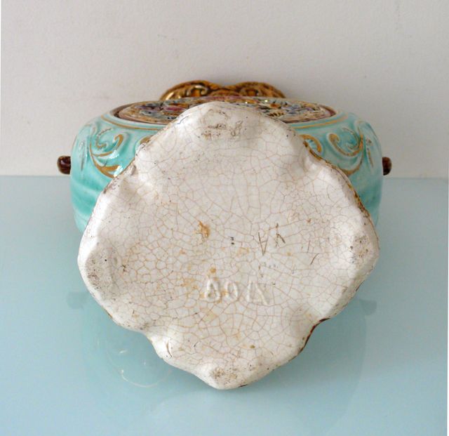 BARBOTINE MAJOLICA JARRON FRANCES ORIENTALISTA XIX