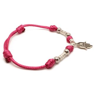 Pulsera granate con Mano de Fátima | Ajustable