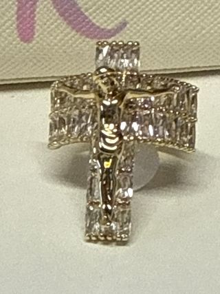 Colgante Cruz Laminado 14k con Circonitas