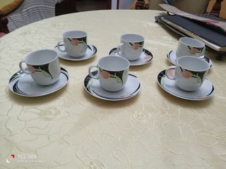 Set 6 Tazze da Tè con Piattino Vintage