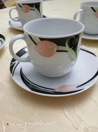 Set 6 Tazze da Tè con Piattino Vintage