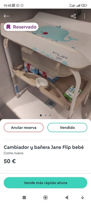 Cambiador y bañera Jane Flip bebé