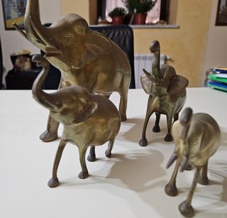 Set 4 elefanti in ottone
