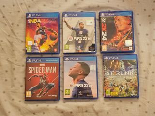 Lote Juegos PS4: Spider-Man, FIFA 23, WWE 2K24
