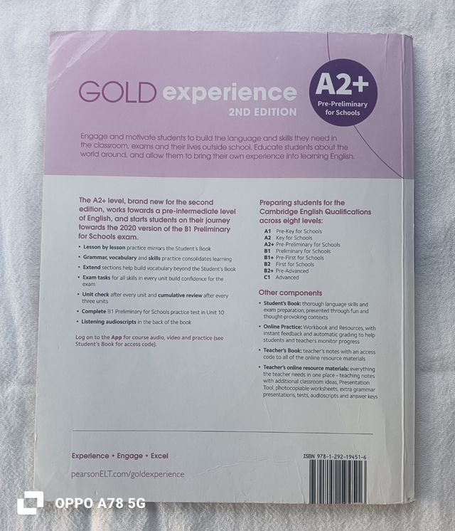 GOLD EXPERIENCE 2ND EDITION A2+ WORKBOOK