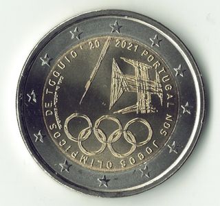 2€ Portogallo 2021 monete, UNC, JJOO Tokyo