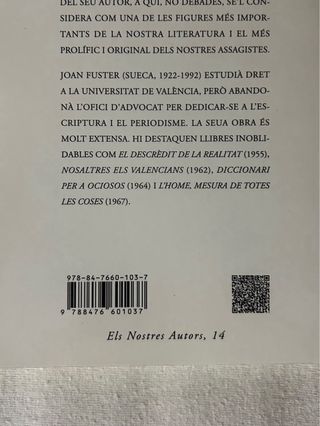 Libro Ser Joan Fuster. Antologia textos fusterians