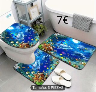 Juego de baño 3 piezas floral azul