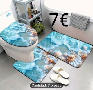 Juego de baño 3 piezas floral azul