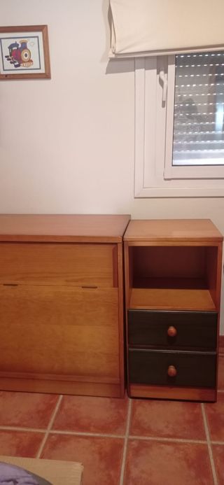 Muebles madera: encimera, baúl, escritorio y somie