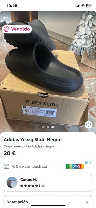 Adidas Yeezy Slide Negras Talla 43