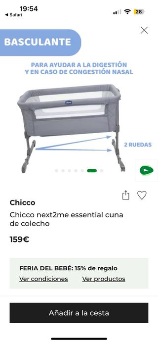 Cuna colecho Chicco Next2Me en buen estado