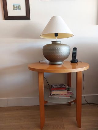 Mesa auxiliar madera y cristal