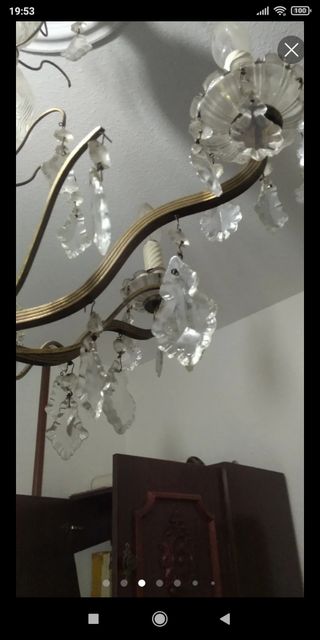 Lámpara de techo de cristal y metal