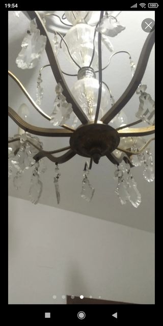 Lámpara de techo de cristal y metal