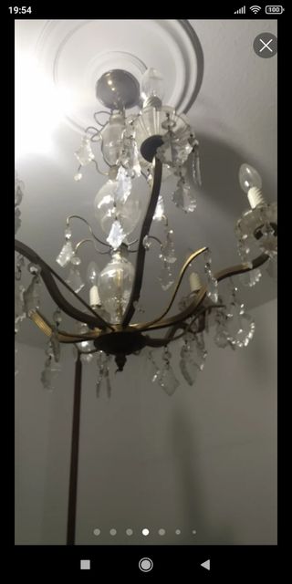 Lámpara de techo de cristal y metal