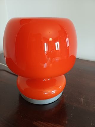 Lampada in vetro opalino arancione space age