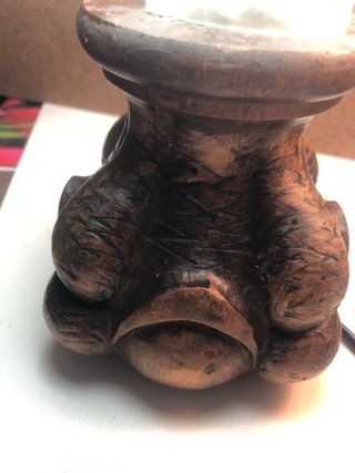 lámparas mesilla madera tallada