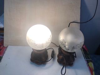 lámparas mesilla madera tallada