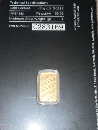 Tarjeta de oro puro 1gr 