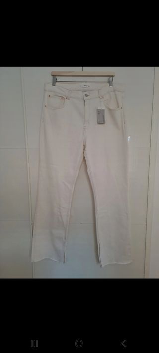 Pantalón mujer vaquero blanco Mango Talla 46