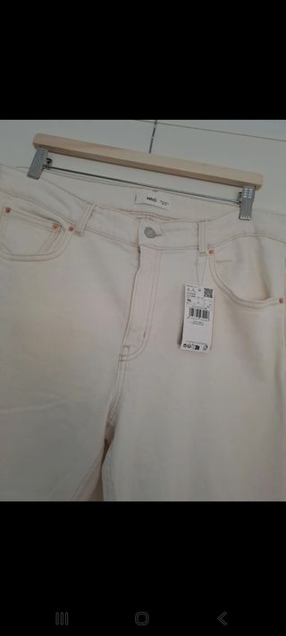 Pantalón mujer vaquero blanco Mango Talla 46