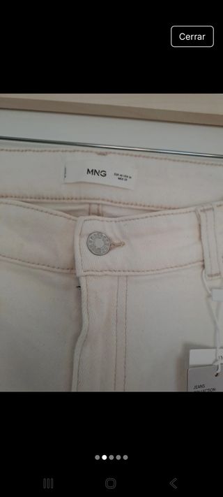 Pantalón mujer vaquero blanco Mango Talla 46