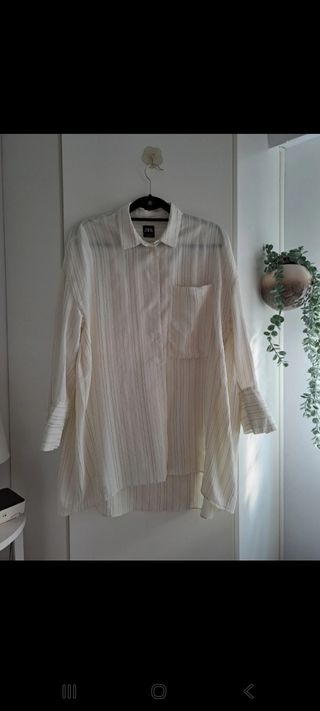 Camisa Zara Rayas Talla M larga mujer