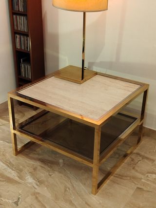 Elegante tavolino anni '70/'80 ottone e vetro