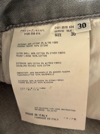Prada Jeans Uomo Taglia 30 Grigio