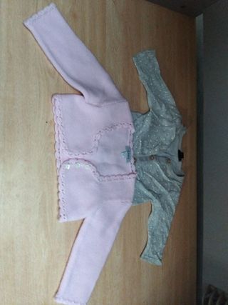 Conjunto Chaqueta Bebé Niña Rosa y Gris