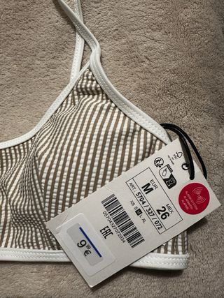 Bikini Lefties Talla M Rayas Marrón y Blanco